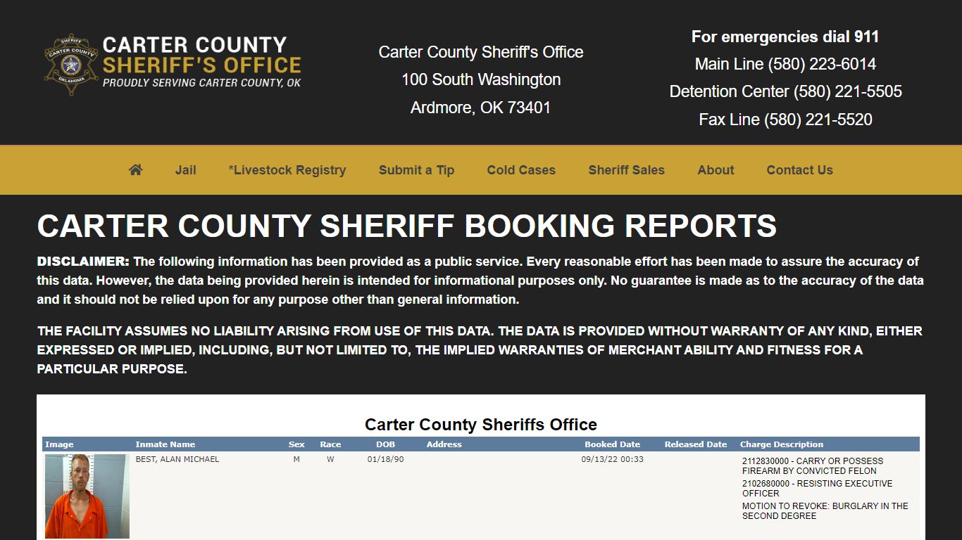 Inmate Search - Carter County Sheriff's Office